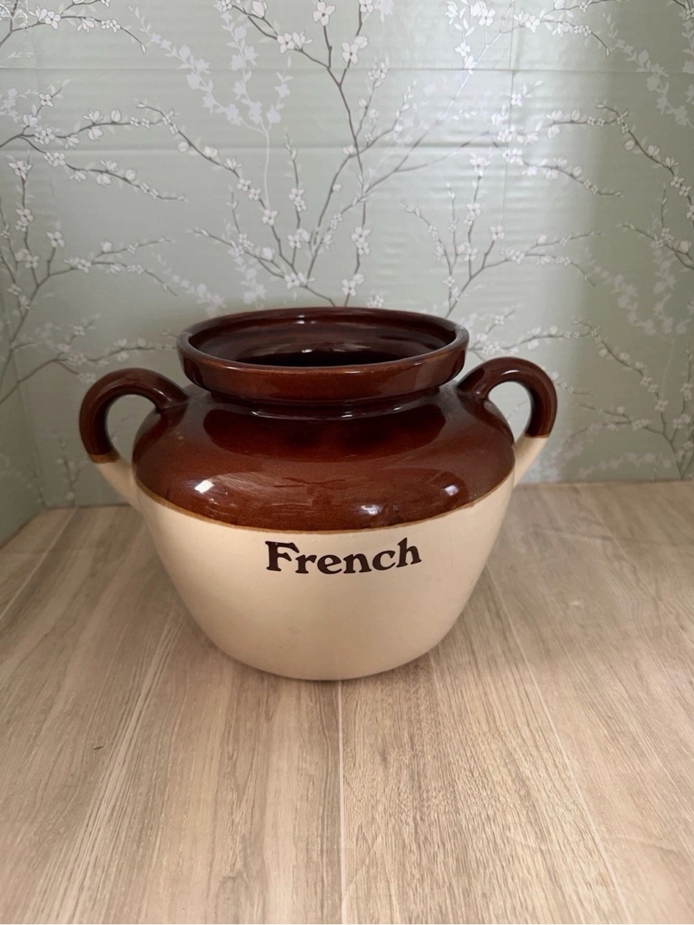 McCoy Pottery 342 Bean Pot Brown Tan  Ovenproof Double Handle Vintage No Lid